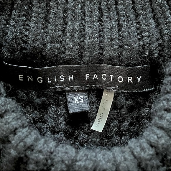 Anthropologie English Factory Cropped Bulky Knit Pull-on Sweater Black XS EUC - Picture 6 of 9